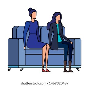 elegant businesswomen workers in livingroom