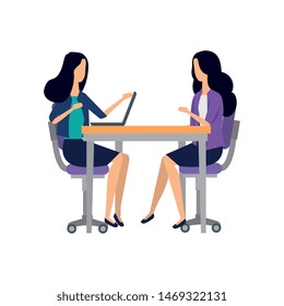 elegant businesswomen working with laptop