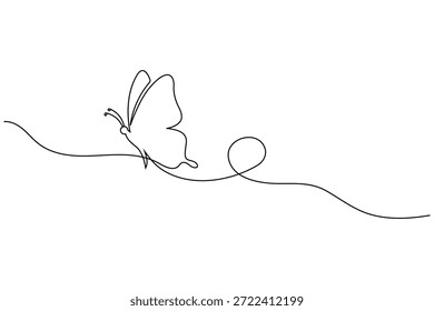 Elegant butterfly continuous one line drawing minimalist outline vector illustration