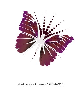 Elegant Butterfly with crown. Vector 