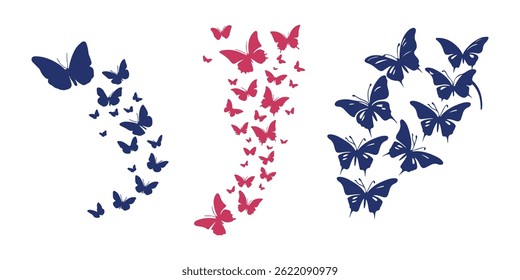 Elegant Butterfly Designs: Pink, Blue, and White Motifs