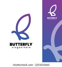 elegant butterfly flat logo illustration