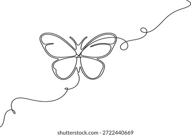 Elegant Butterfly Flight Path in Continuous One Line Drawing Style for Minimalist Design