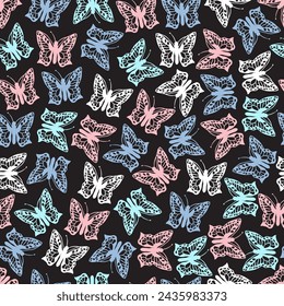 Elegant Butterfly Kaleidoscope Vector Seamless Pattern can be use for background and apparel design