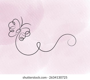 Elegant butterfly line art on a light pink watercolor background. Simple, minimalist, and feminine design.