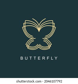 Elegant Butterfly logo design with line art style. Abstract butterfly logo template. simple vector logo illustration.