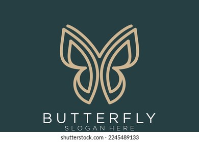 Elegant Butterfly logo design with line art style