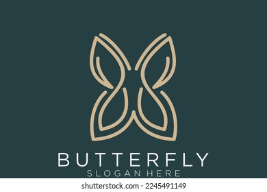 Elegant Butterfly logo design with line art style