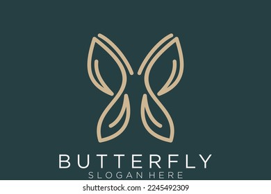 Elegant Butterfly logo design with line art style