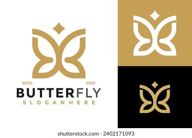 Elegant Butterfly Logo design vector symbol icon illustration