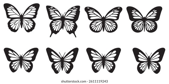 Elegant Butterfly Set – Black and White Line Art
