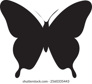 Elegant butterfly silhouette in black on a white background, symbolizing beauty, nature, and transformation.