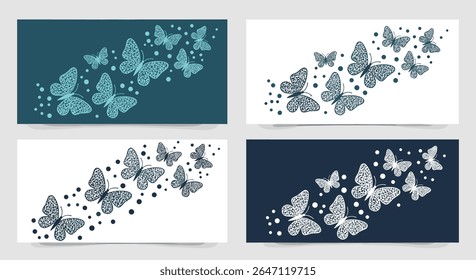Elegant Butterfly Silhouette Illustrations Featuring Various Styles and Colors for Creative Designs