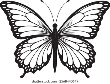 Elegant Butterfly silhouette vector art on white background