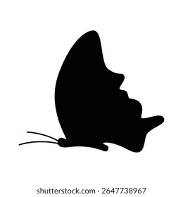 Elegant Butterfly Silhouette Vector, Black Flying Insect Clipart for Nature Designs.
