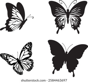 Elegant Butterfly Silhouette Vector Set with Unique Designs