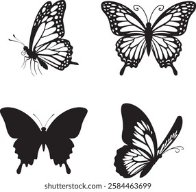 Elegant Butterfly Silhouette Vector Set with Unique Designs