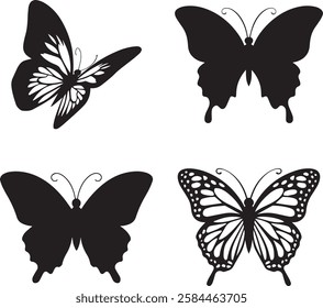 Elegant Butterfly Silhouette Vector Set with Unique Designs