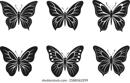 Elegant Butterfly Silhouette Vector Set