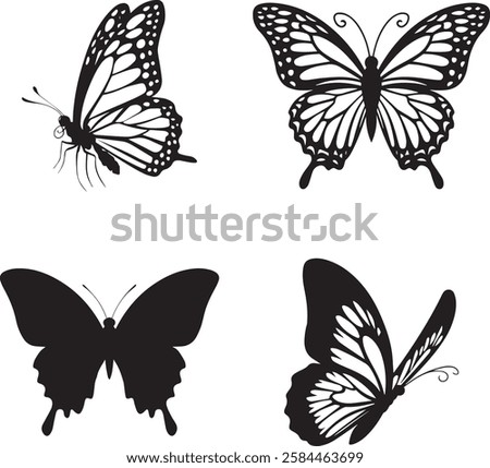 Elegant Butterfly Silhouette Vector Set with Unique Designs
