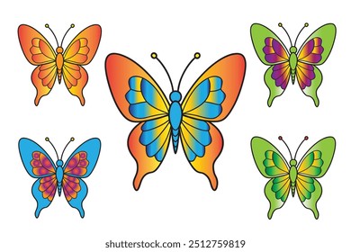 Elegant butterfly vector with intricate wing patterns and vibrant colors, perfect for nature-themed designs, logos, and creative projects.