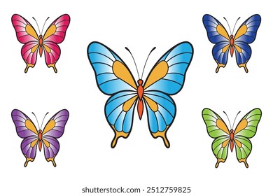 Elegant butterfly vector with intricate wing patterns and vibrant colors, perfect for nature-themed designs, logos, and creative projects.
