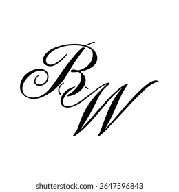 Elegant BW Monogram Logo in Black Script – Luxury Calligraphy Initial Design on White Background