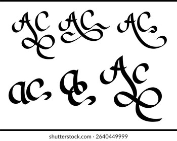 Elegant A and C Interlocked Calligraphy Logo Design Ideas