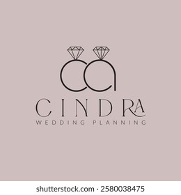 Elegant CA Diamond Wedding Logo featuring a sleek, modern design with a sparkling diamond icon. Perfect for luxury wedding brands, jewelers, or event planners seeking a classy look.