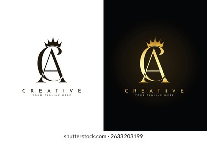 Elegant CA Monogram with Crown for Luxury Branding