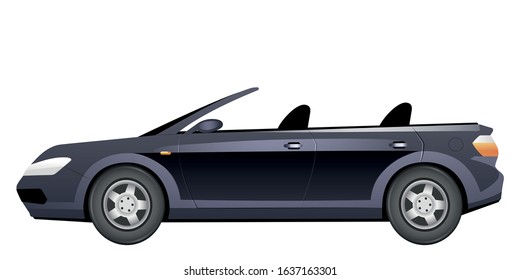 Elegant cabriolet cartoon vector illustration. Stylish summer car without roof flat color object. Fashionable personal vehicle isolated on white background. Luxurious new automobile side view