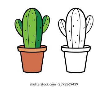 Elegant Cactus Houseplant Illustration Design