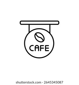 Elegant Cafe Sign Hanging With Coffee Bean Icon In Minimalist Style