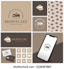 ELEGANT CAKE BROWNIES LOGO WITH ICON AND TEMPLATE SET