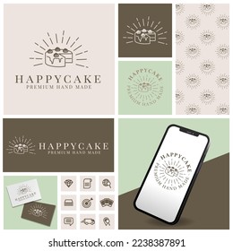 ELEGANT CAKE BROWNIES LOGO WITH ICON AND TEMPLATE SET