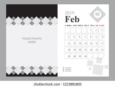 Elegant Calendar 2019 week start on Sunday corporate design planner template. Business template. Vector Illustration. A5 size