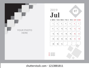 Elegant Calendar 2019 week start on Sunday corporate design planner template. Business template. Vector Illustration. A5 size
