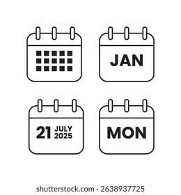 Elegant Calendar Icons Set Design for Scheduling Apps and Websites