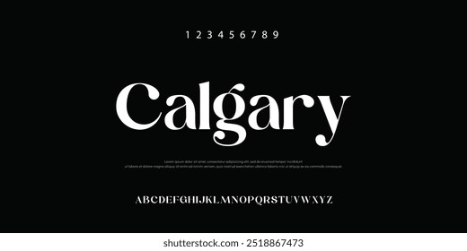 Elegant Calgary Font Uppercase Lowercase And Number. Classic Lettering Minimal Fashion Designs. Typography modern serif fonts regular decorative