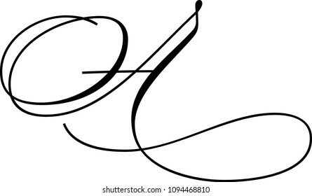 A elegant calligraphic capital letter, sweet soft logo design with swashes and decorations vector isolated