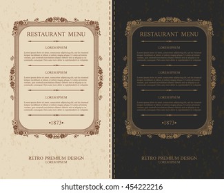 Elegante marco caligráfico con menú de restaurante de texto, Vector Eps 10