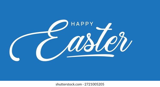 Elegant calligraphic lettering of Happy Easter in white script, perfect for holiday greetings and festive designs.