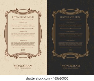 Elegant calligraphic menu restaurant, Two color options, Vector Eps 10