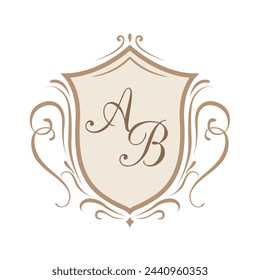 Elegante kalligraphische Monogramm-Design-Vorlage für ein oder zwei Buchstaben . Hochzeitsmonogramm. Kalligrafisches elegantes Ornament. Geschäftszeichen, Monogramm Identität für Restaurant, Boutique, Café, Hotel