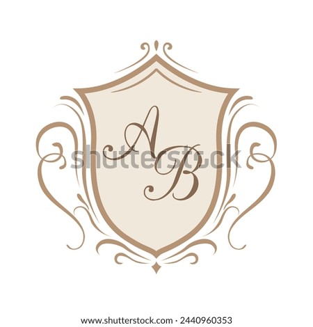 elegant calligraphic monogram design template for one or two letters . Wedding monogram. Calligraphic elegant ornament. Business sign, monogram identity for restaurant, boutique, cafe, hotel