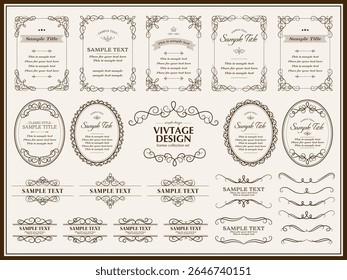 Elegant calligraphic vintage frames set