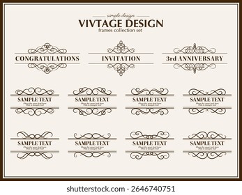 Elegant calligraphic vintage frames set