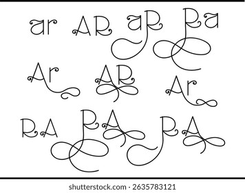 Elegant Calligraphy AR Logo – Interlocked A and R Monogram Emblem in Vintage Style Vector Illustration