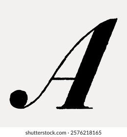 Elegant calligraphy letter 'A' in black. This calligraphy 'A' showcases artistic flair. Perfect for designs needing a calligraphy letter 'A'. Vintage black font illustration isolated on white, vector.