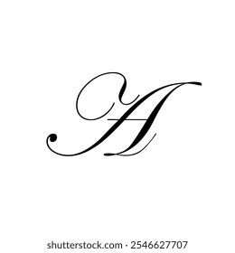 Elegant calligraphy letter A with swirling design.